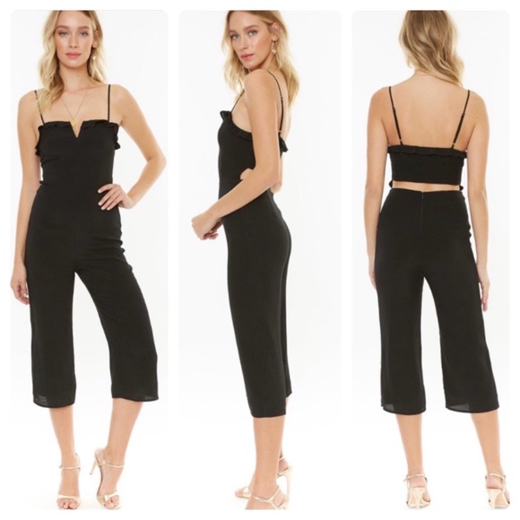 4SI3NNA Pants - 4SI3NNA Black Sleeveless Jumpsuit Size S